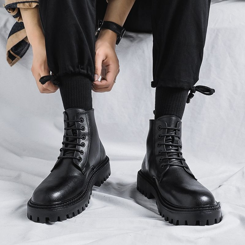 Men High Top Leather Boots Fas - Men'S Shoes Increase Height recension och pris