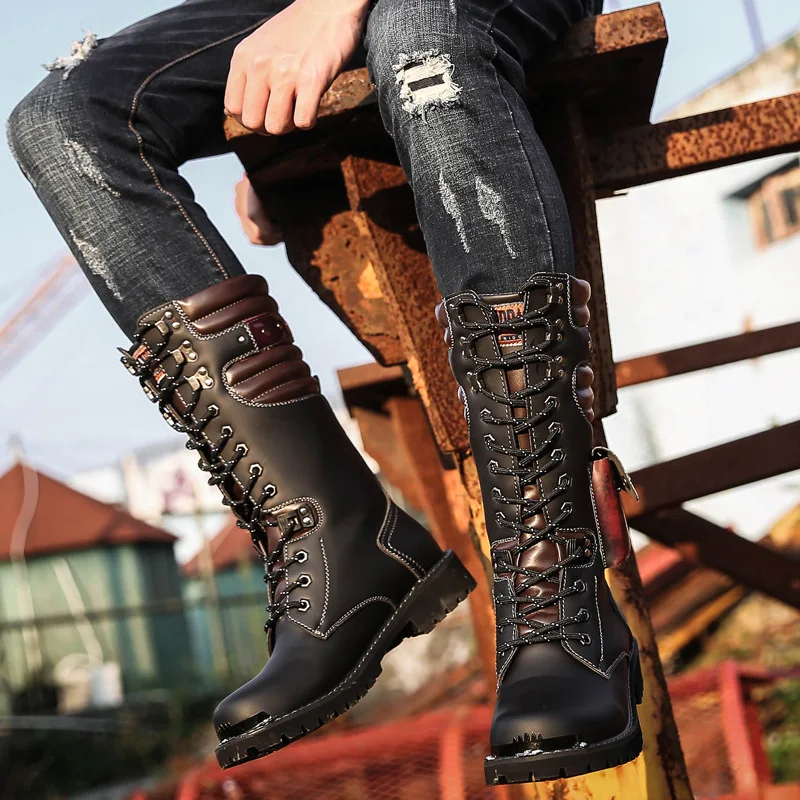 Men Knee High Leather Boots Wi - Men'S Shoes Hoka Sale recension och pris