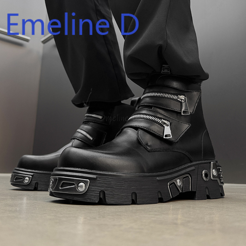 Dark Punk High Top Shoes Fashi - Men'S Shoes Increase Height recension och pris